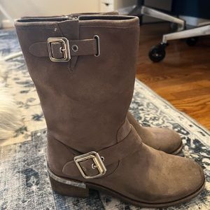 Vince camuto taupe suede boots.